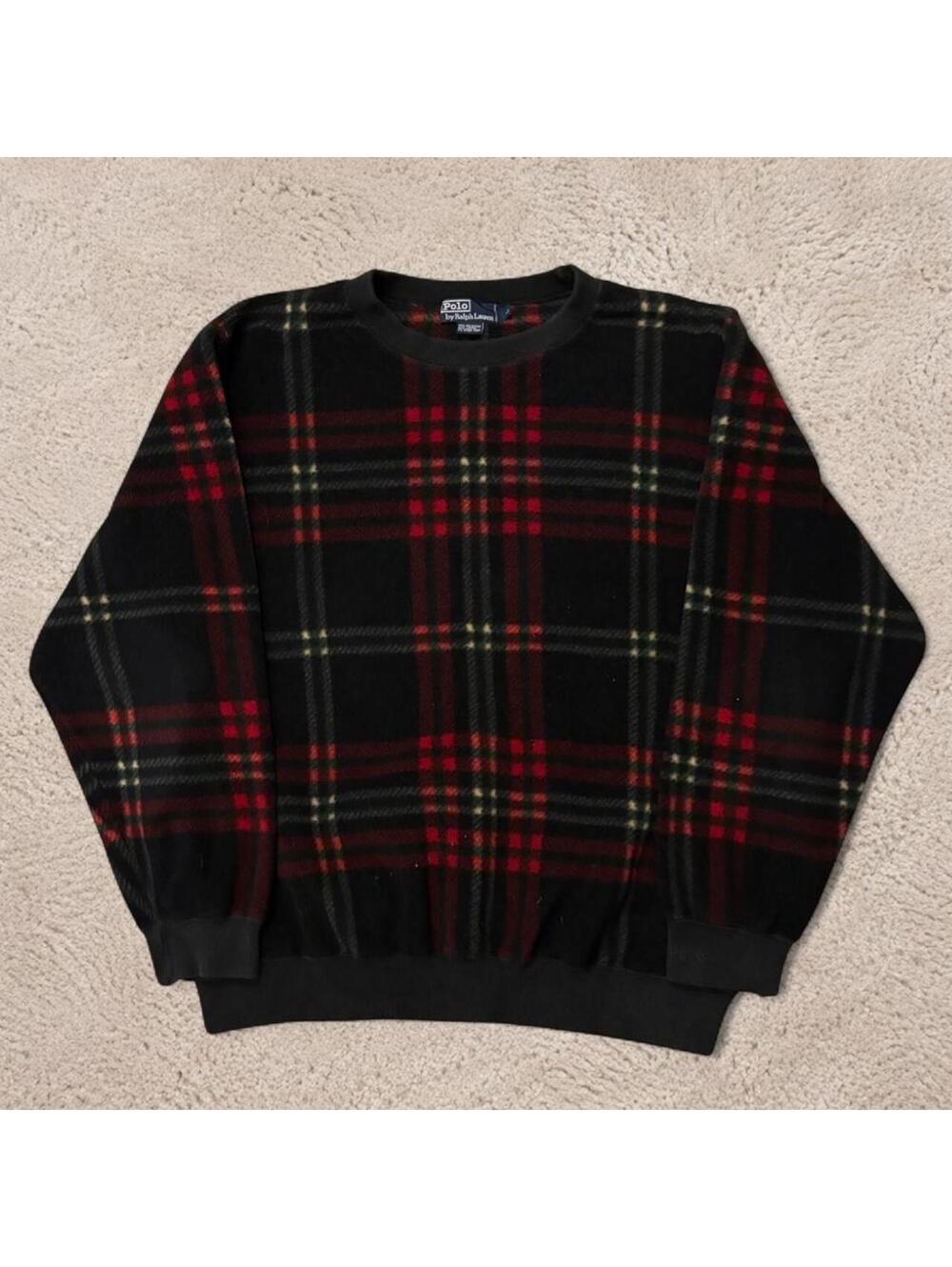 Beautiful rare 90s vintage polo Ralph Lauren plaid crewneck sweatshirt.